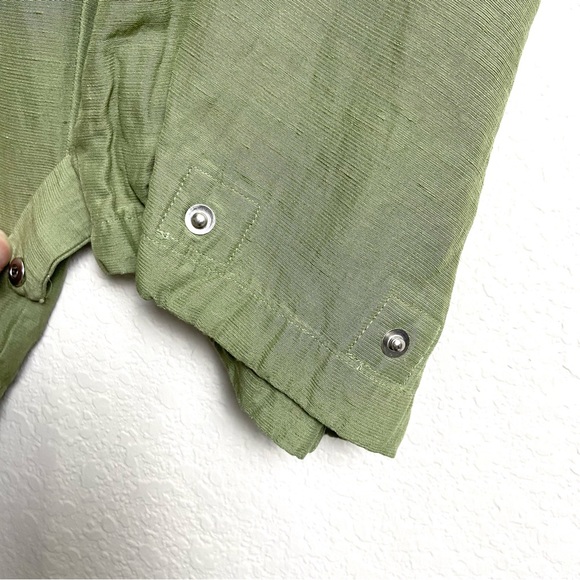 Aritzia Wilfred Green Linen Blend High Rise Ankle Cropped Cargo Pants- Size 6 - Picture 14 of 16